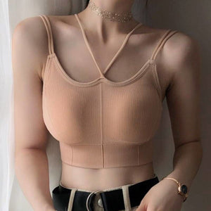 Women’s Seamless Bralette with Removable Pads - apricot / 