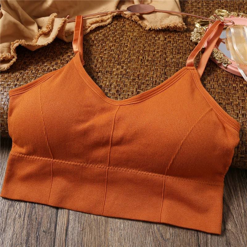 Women’s Seamless Bralette with Removable Pads - orange / for