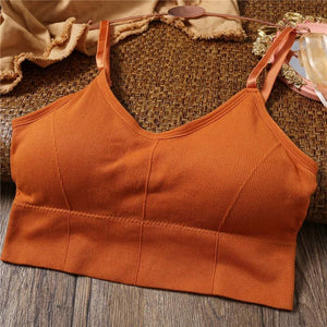 Women’s Seamless Bralette with Removable Pads - orange / for